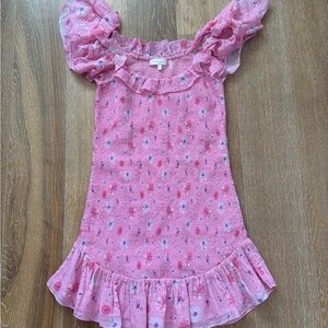 LoveShackFancy Pink Floral Smocked Dress